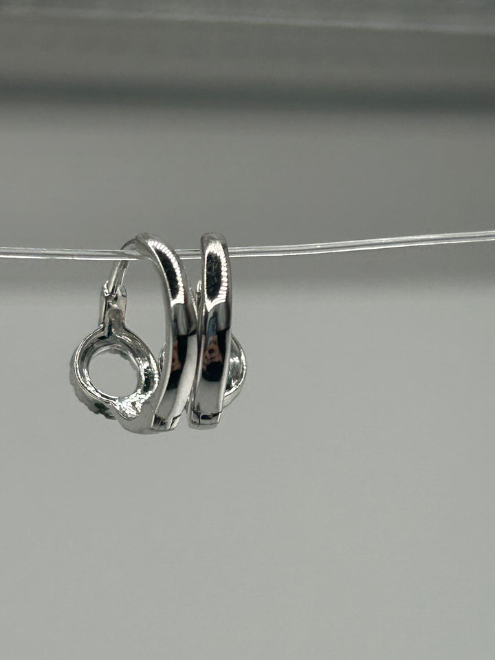 10K White Gold & Diamond Hoop Earrings