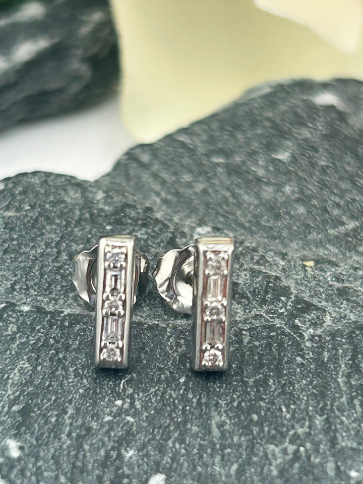 10K White Gold and Diamond Post-back Earrings