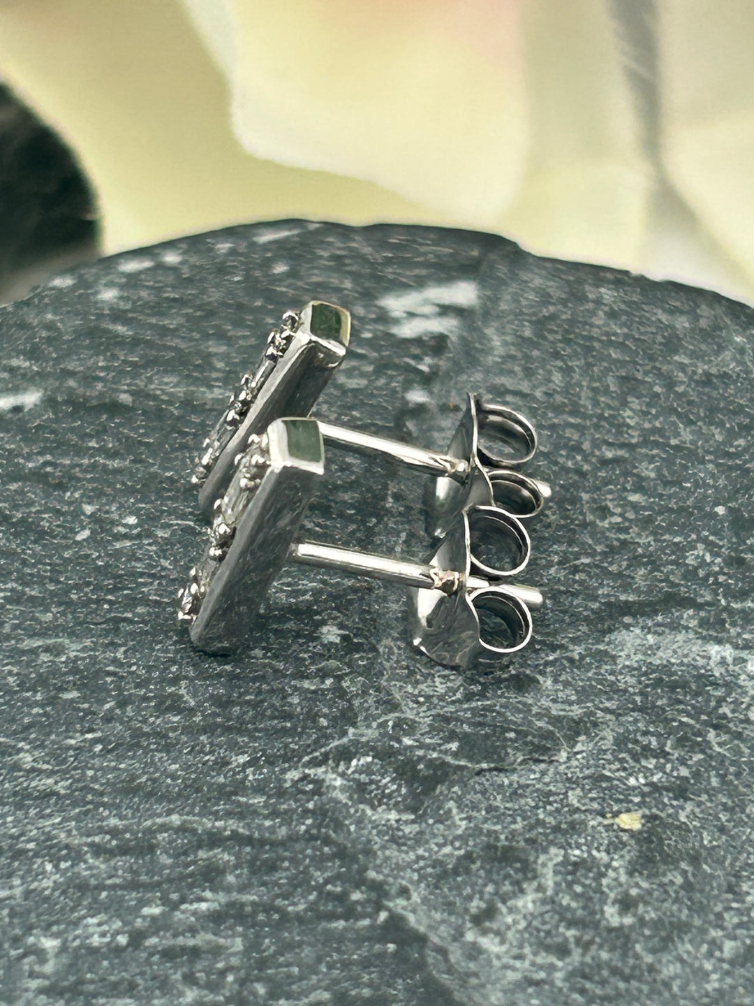 10K White Gold and Diamond Post-back Earrings