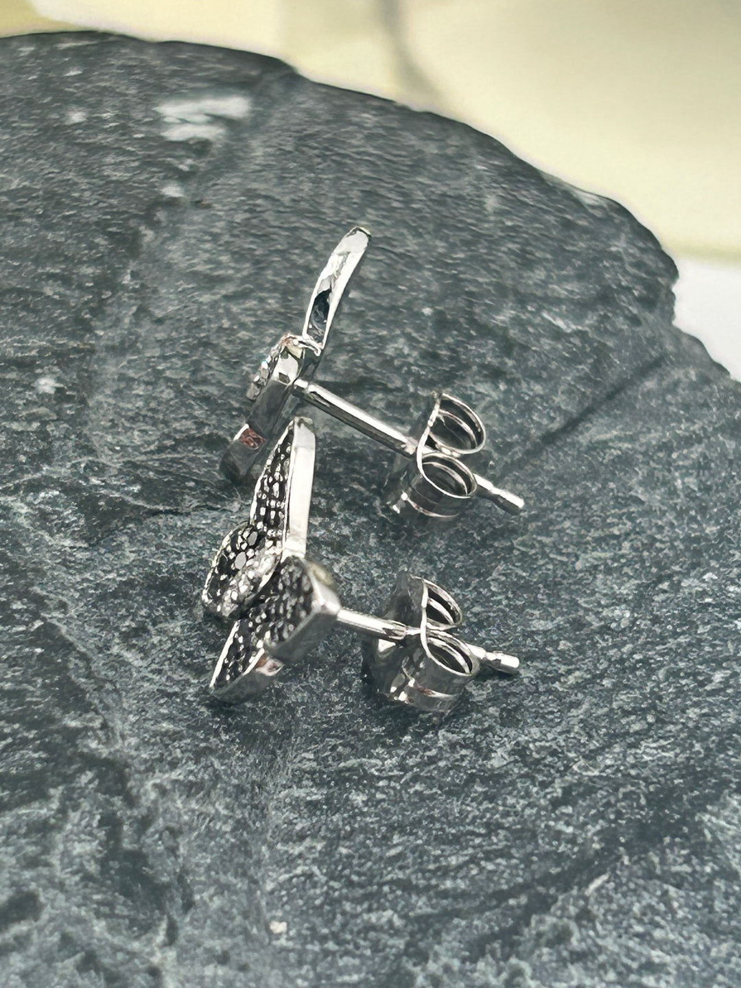 10K White Gold and Black Diamond Post-back Earrings