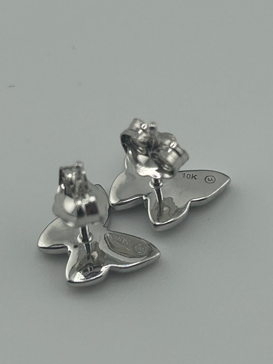 10K White Gold and Black Diamond Post-back Earrings