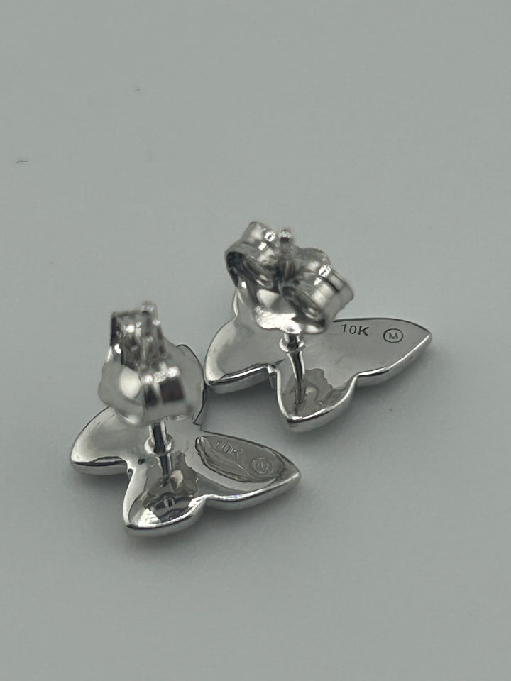 10K White Gold and Black Diamond Post-back Earrings