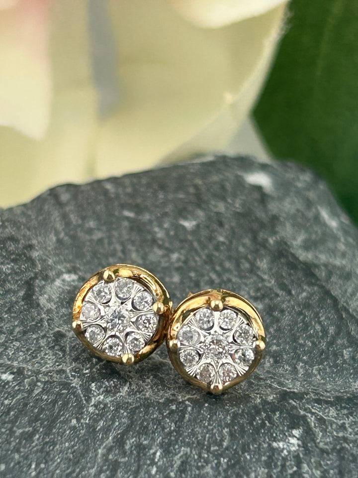 10K Gold & Diamond Post-back Earrings