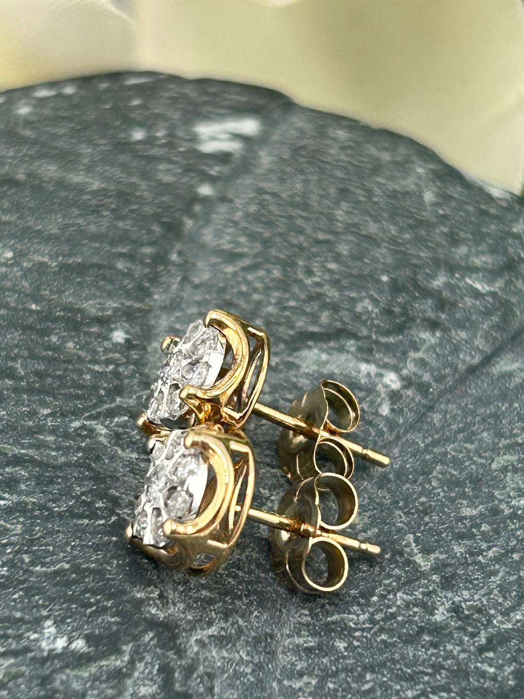 10K Gold & Diamond Post-back Earrings