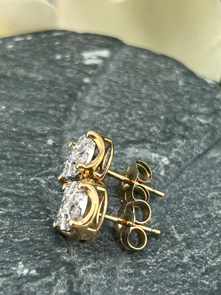 10K Gold & Diamond Post-back Earrings