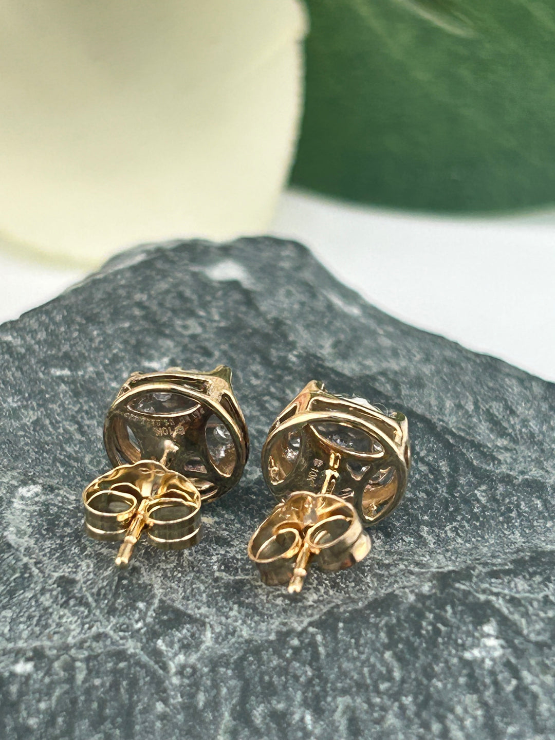 10K Gold & Diamond Post-back Earrings