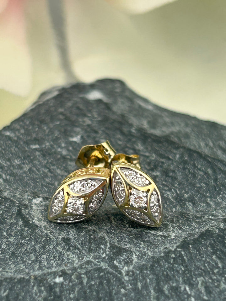 10K Gold & Diamond Post-back Earrings
