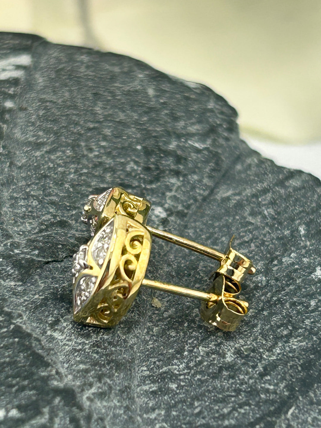 10K Gold & Diamond Post-back Earrings