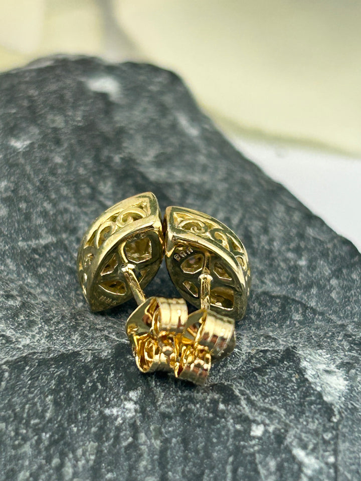 10K Gold & Diamond Post-back Earrings