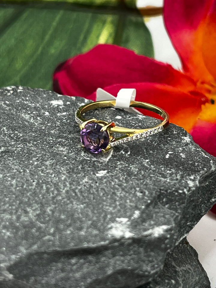 10K Gold Rhodolite and Diamond Ring