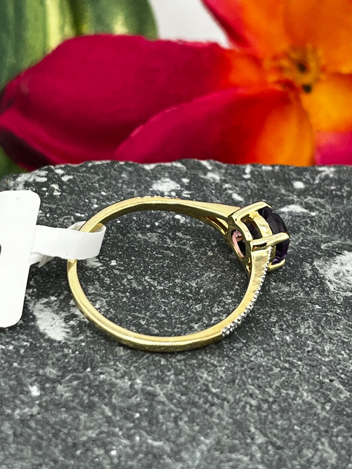 10K Gold Rhodolite and Diamond Ring