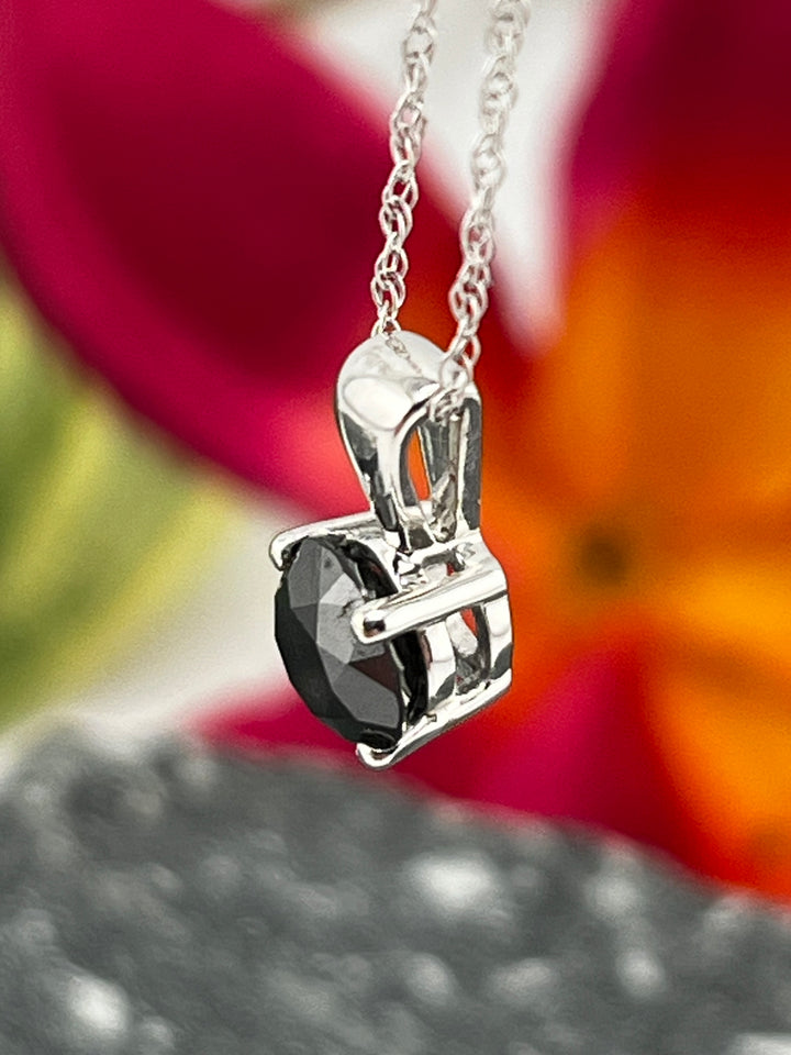 10K White Gold and Black Diamond Necklace