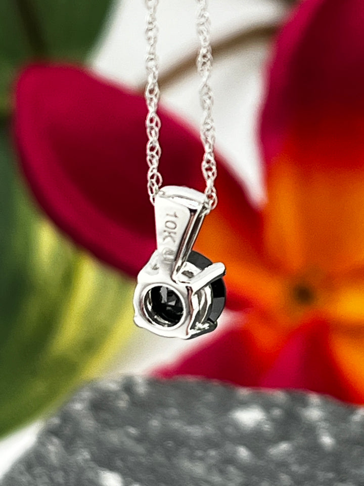 10K White Gold and Black Diamond Necklace