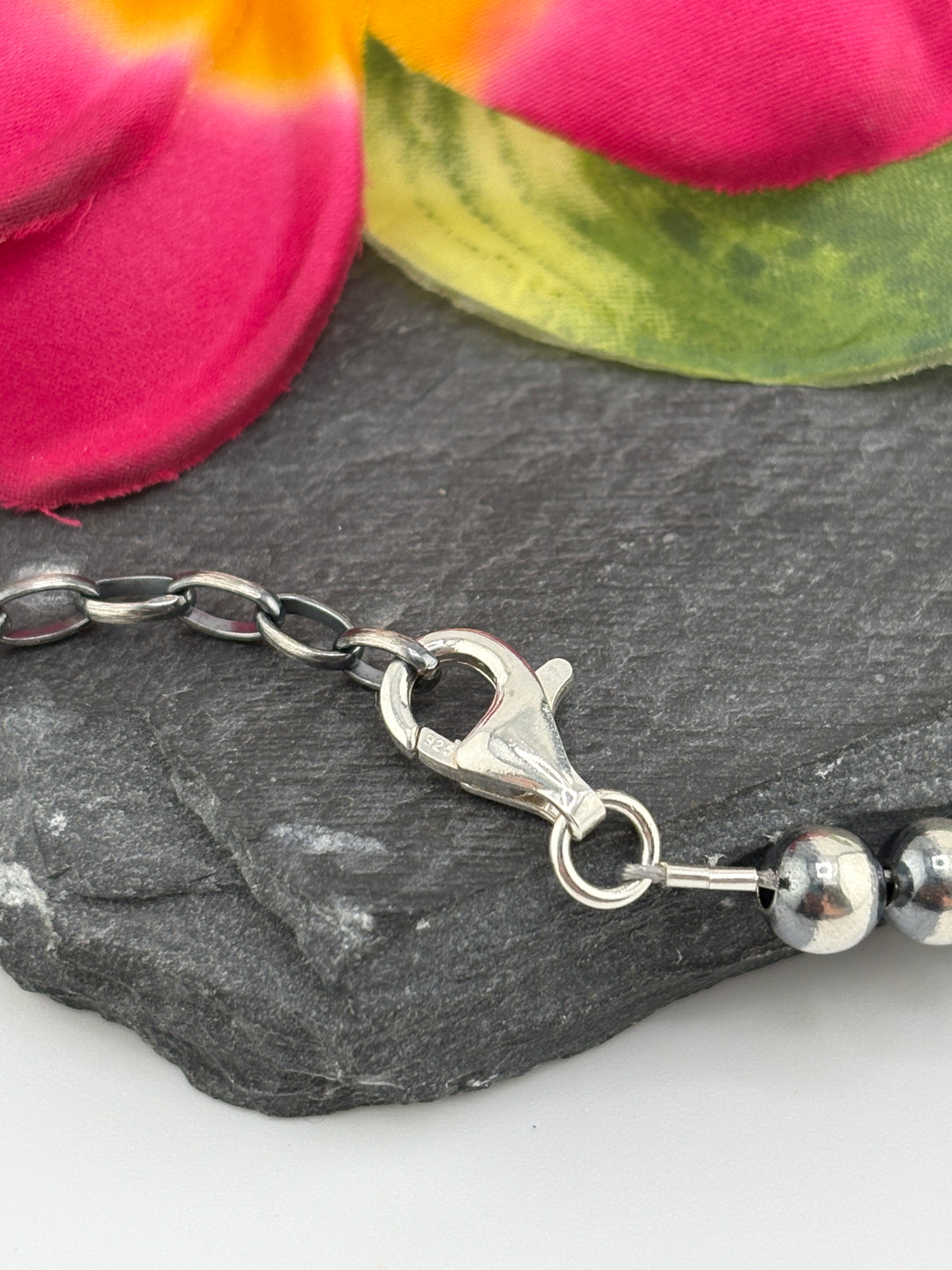 Turquoise & Spiney Oyster Silver Bead Necklace