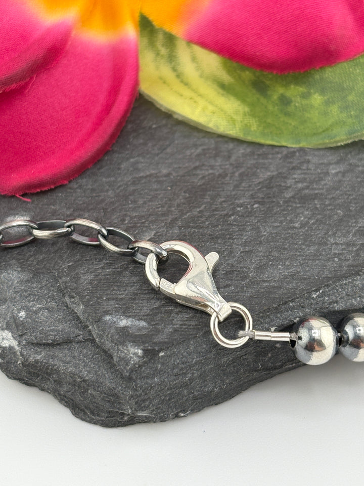 Turquoise & Spiney Oyster Silver Bead Necklace