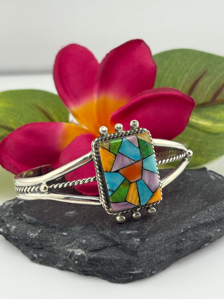 Multi-Stone Square Cuff