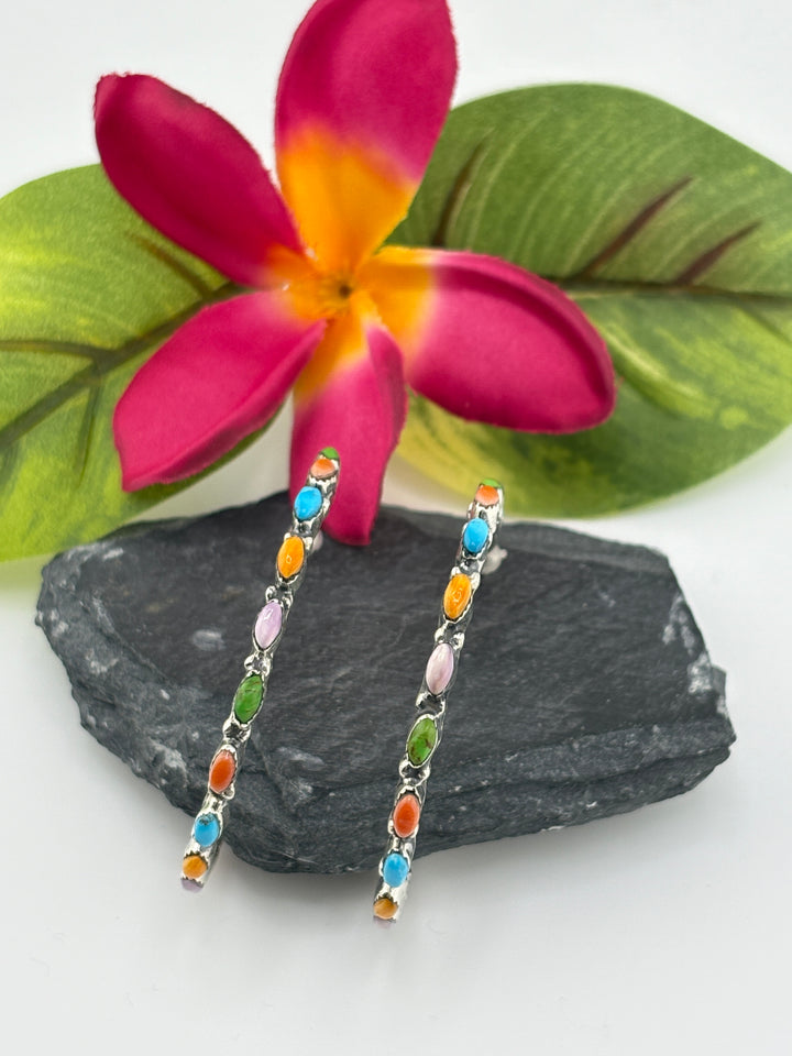 Multi-Stone Hoop Earrings
