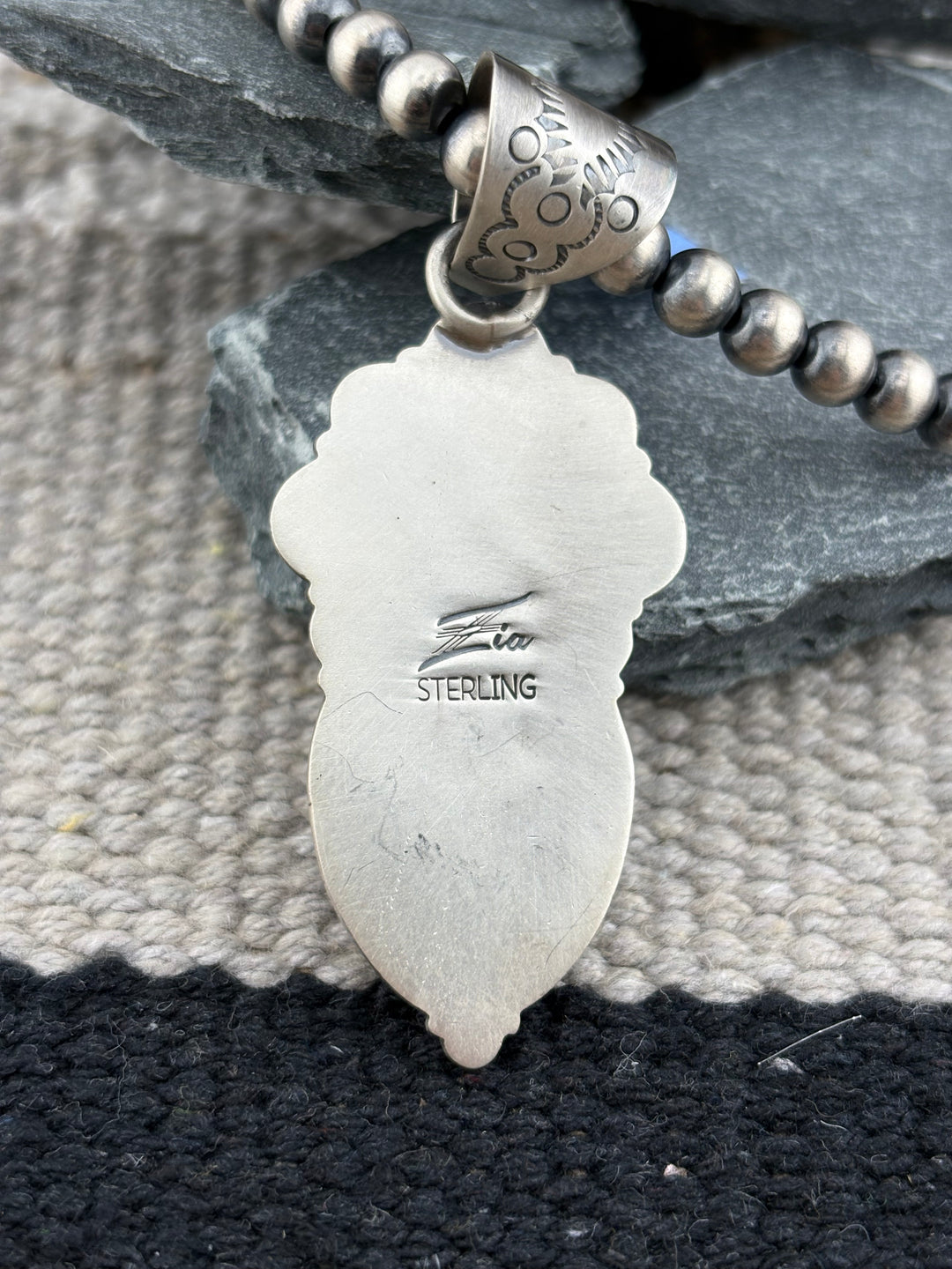 Tony Yazzie | Native American White Buffalo & Turquoise Pendant