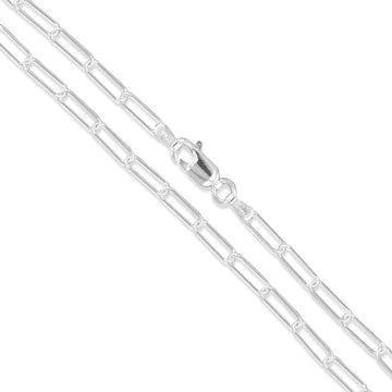 Paperclip sterling silver 926 Italian chain 3mm 24"