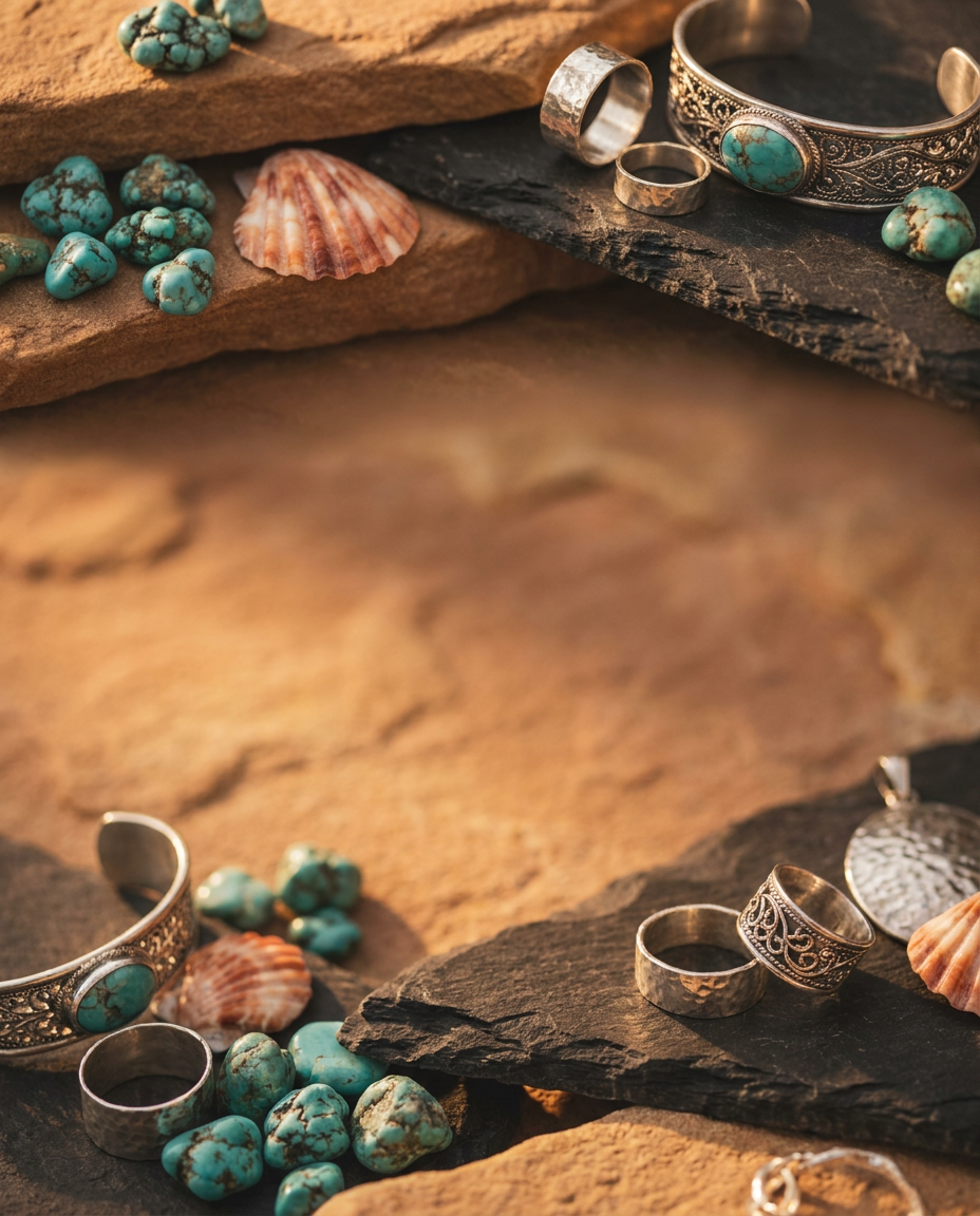 The Collective hero background — mobile, southwestern silver and gemstones