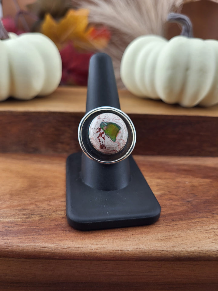 925 Sterling Silver Mexican Matrix Opal in Rhyolite Ring Size 10