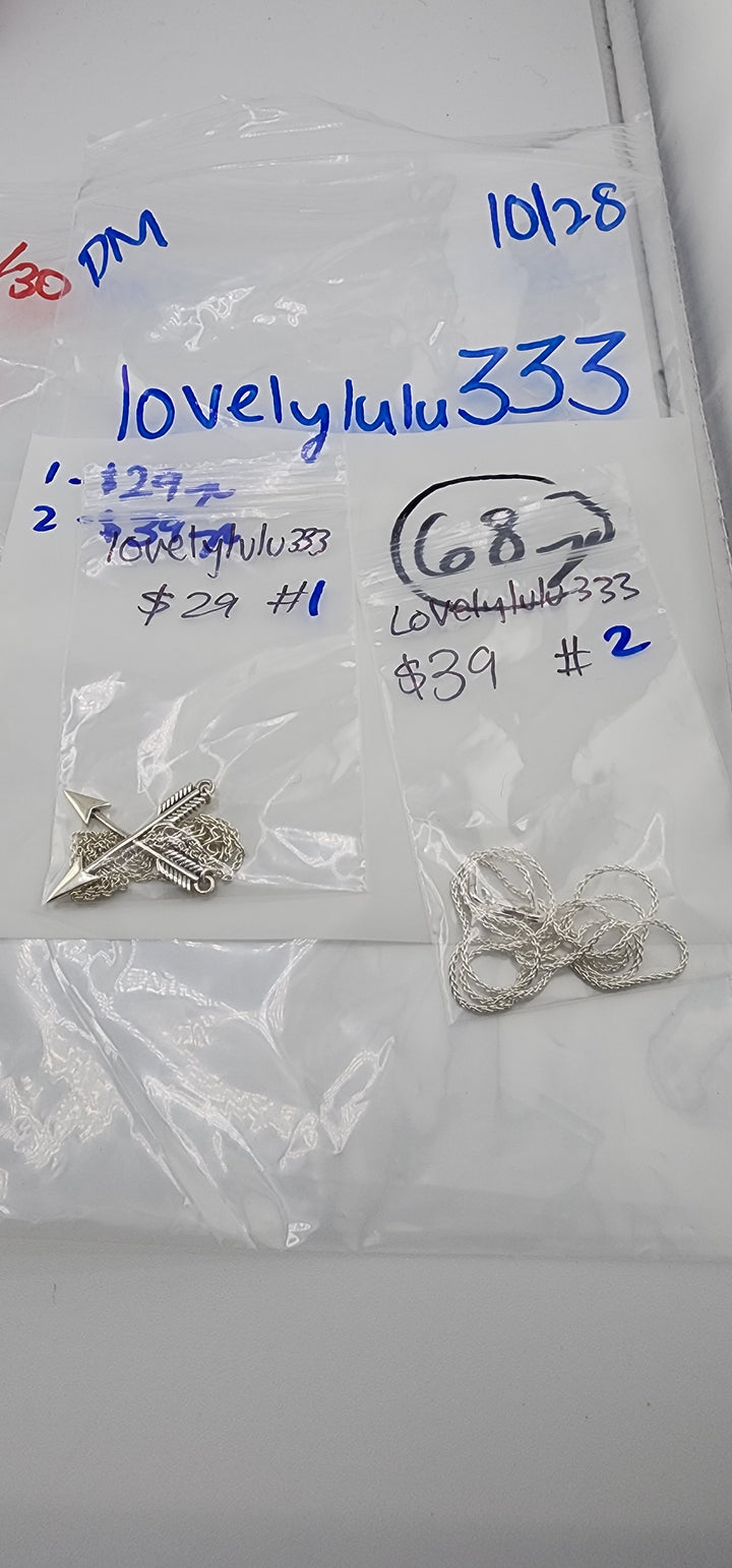 AM SHOW 48HR RESERVED FOR: lovelyulu333 - 10/28/2025 FL tiktok Live Show - 2 Sterling Silver Items