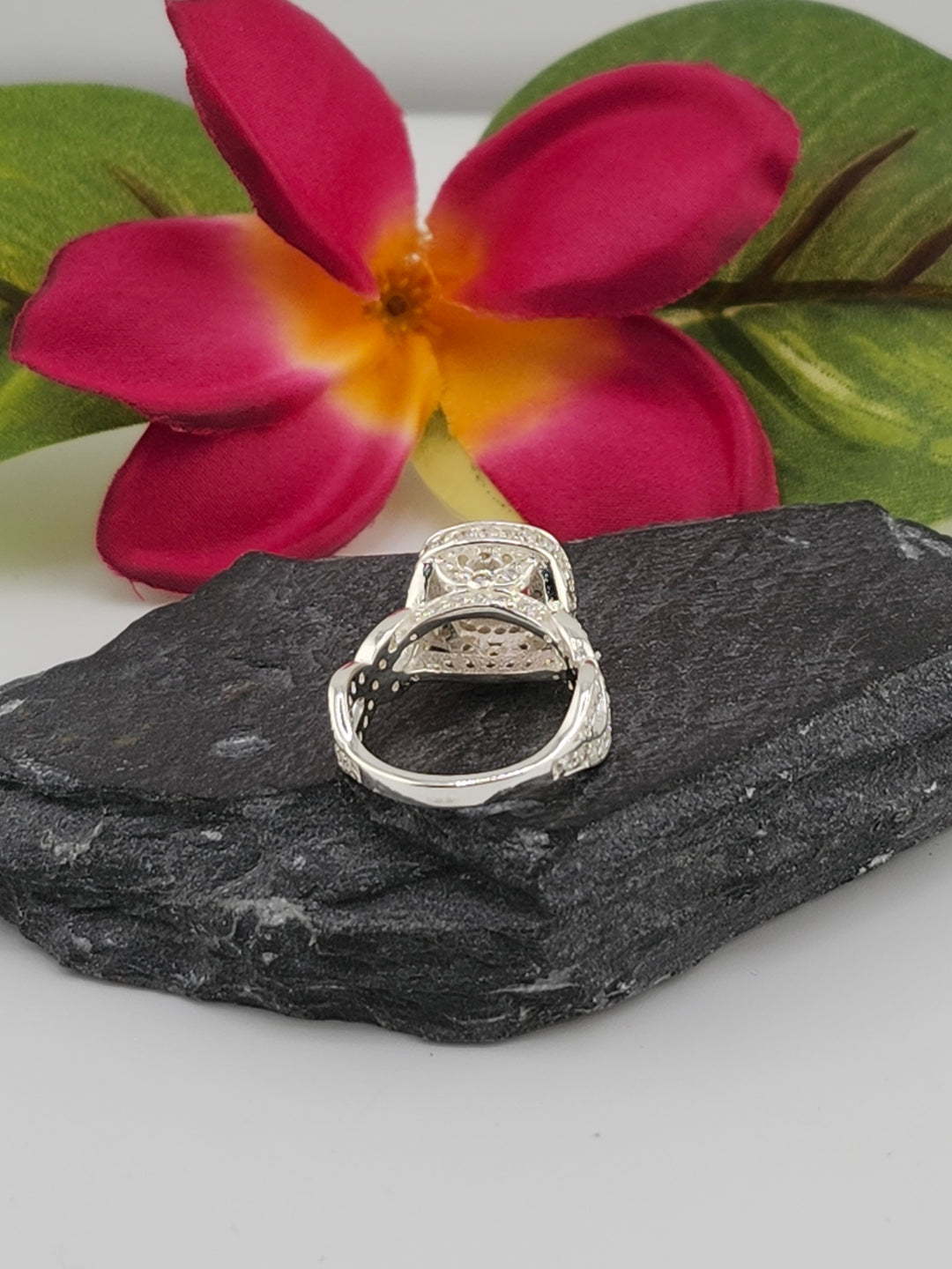 Morganite and 925 Sterling Silver Ring w/ cz