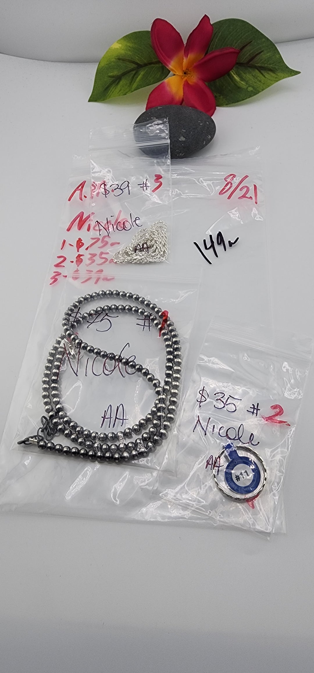 AM SHOW 48HR - RESERVED FOR: Nicole - 8/21/2025 FL tiktok Live Show - 3 Sterling Silver Items