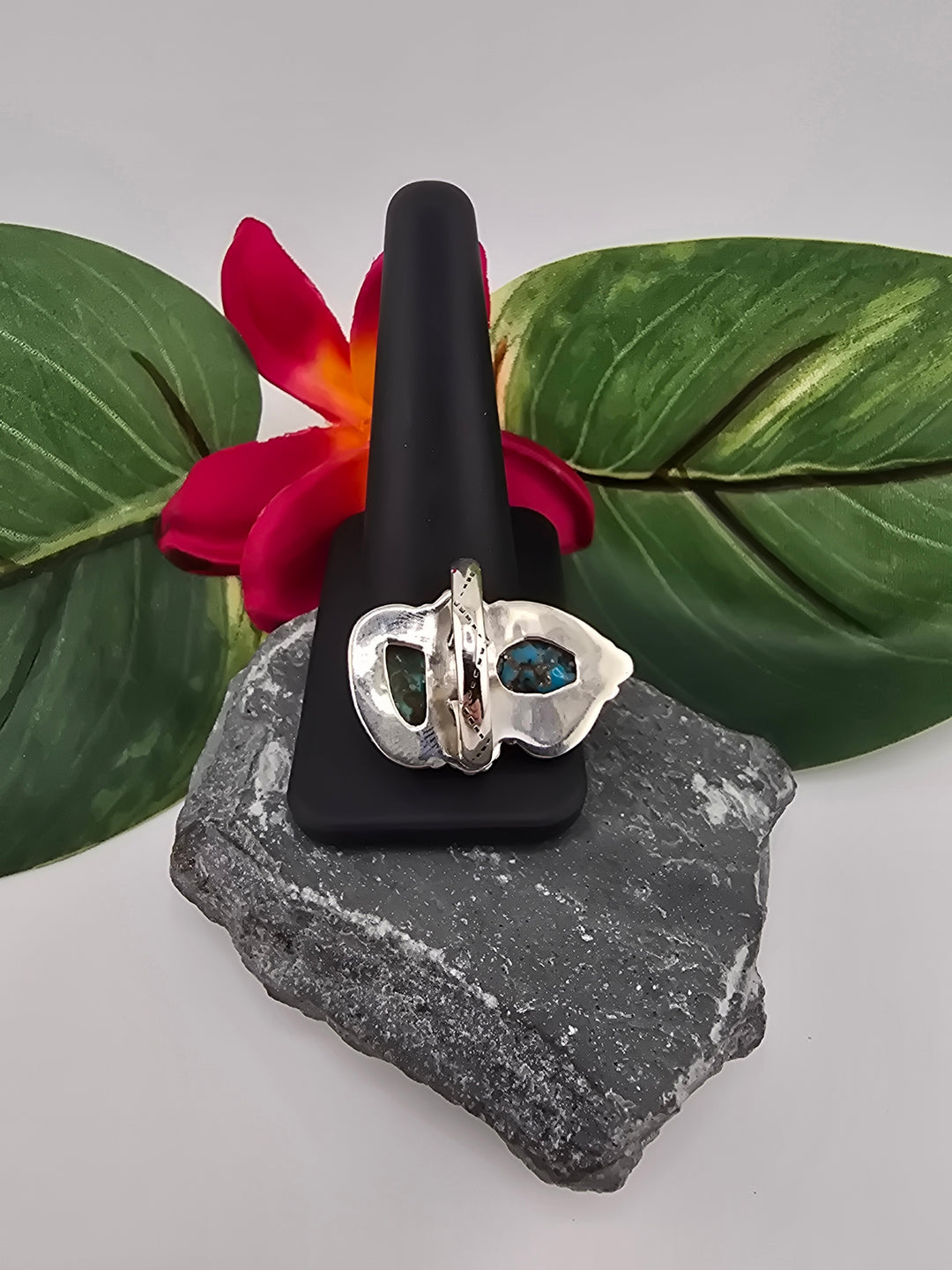 Double stone Kingman Turquoise sterling silver 925 ring size 10