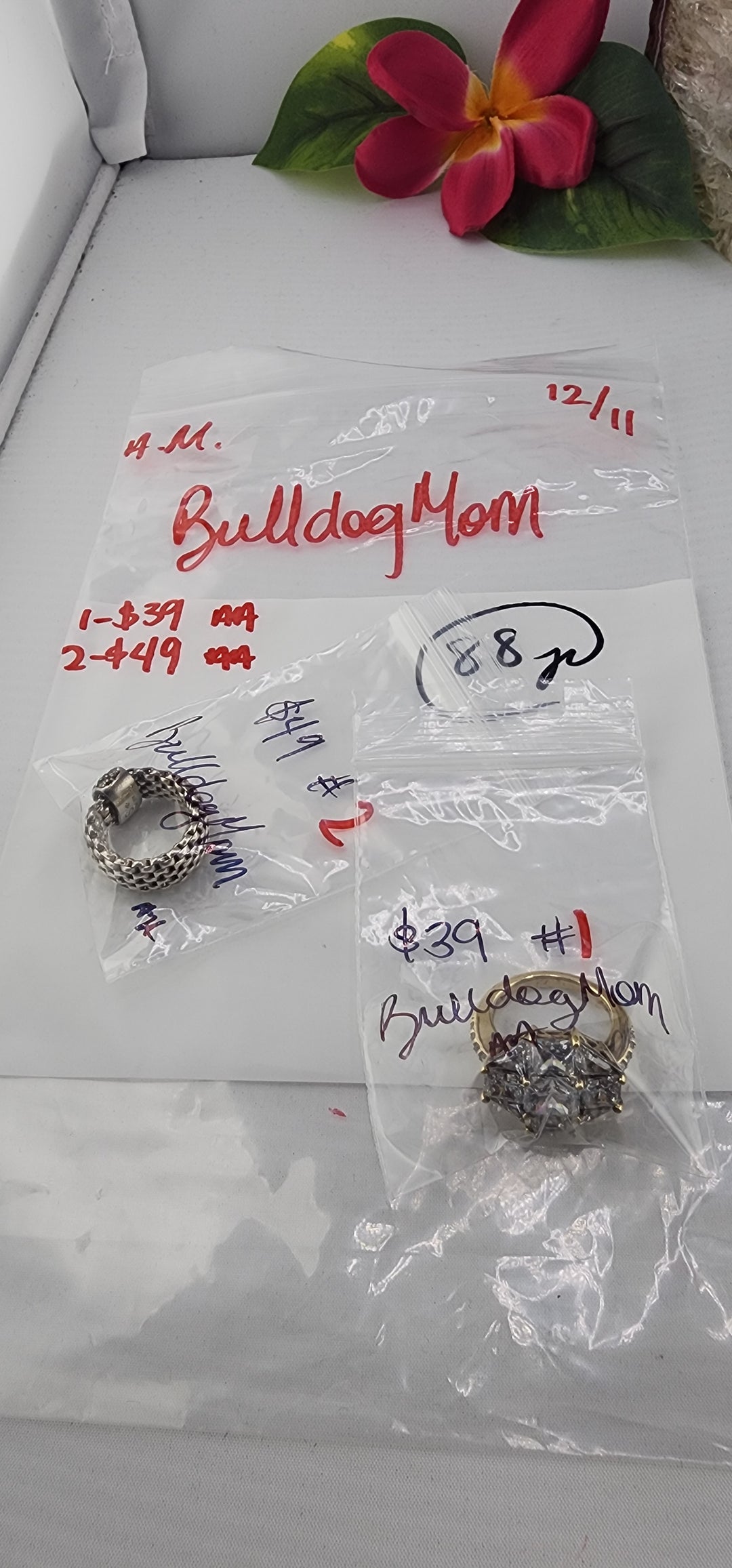 AM SHOW 48HR RESERVED FOR: BulldogMom - 12/11/2025 FL tiktok Live Show - 2 Sterling Silver Items