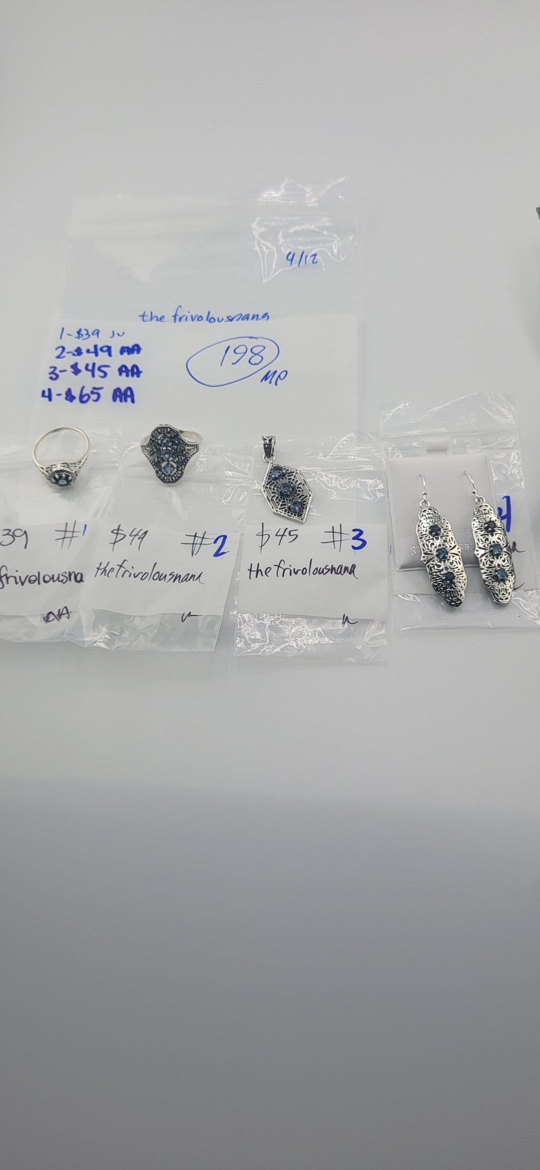 RESERVED FOR: thefrivolousnana- 4/12/2025 tiktok Live Show - 4 Sterling Silver Items