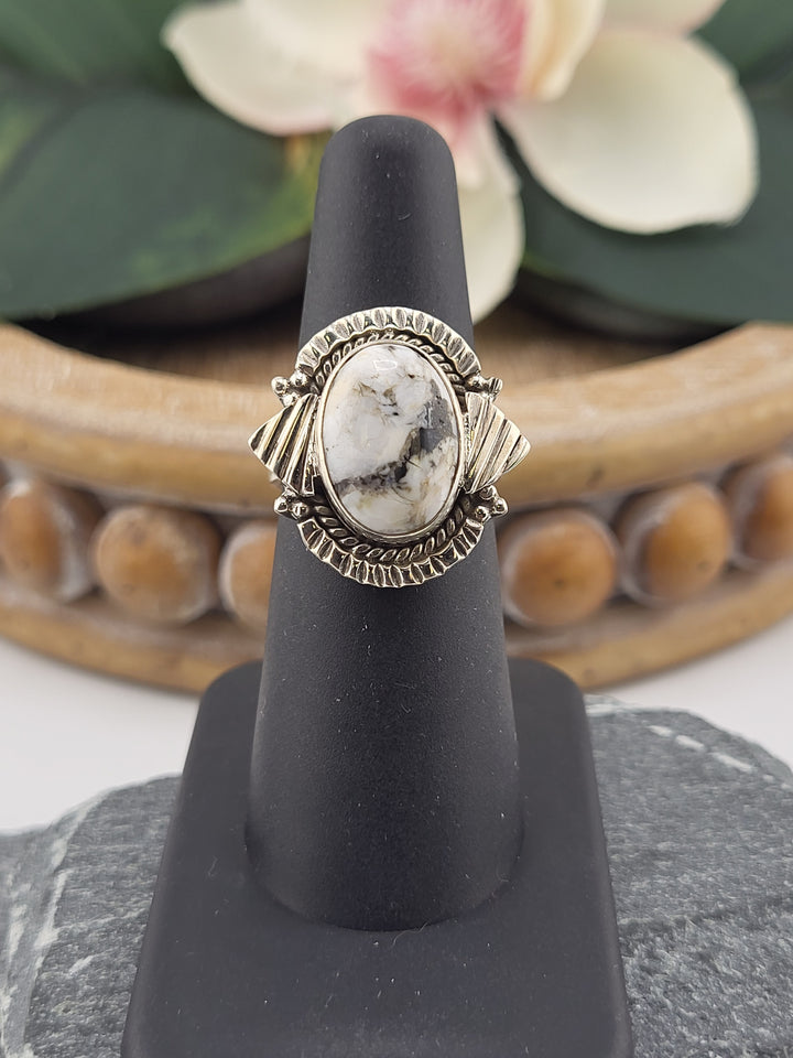 White Buffalo Oval Ring