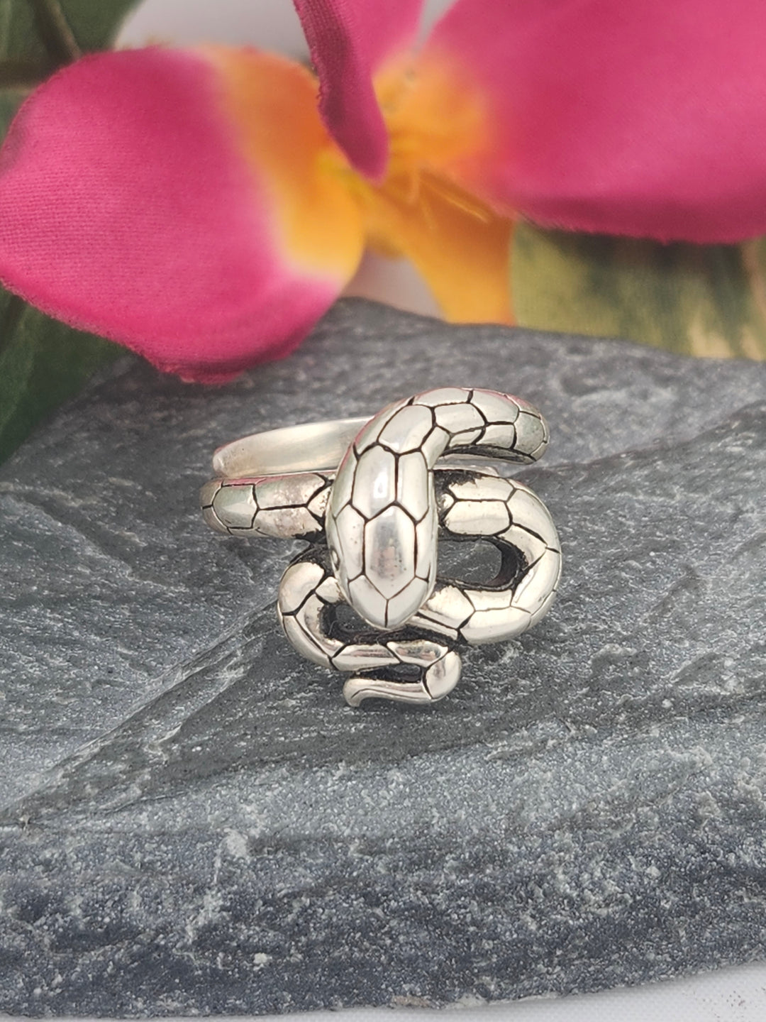 Designer SOMS 925 Sterling Silver Snake Ring - Adjustable