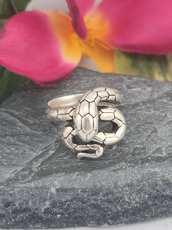 Designer SOMS 925 Sterling Silver Snake Ring - Adjustable