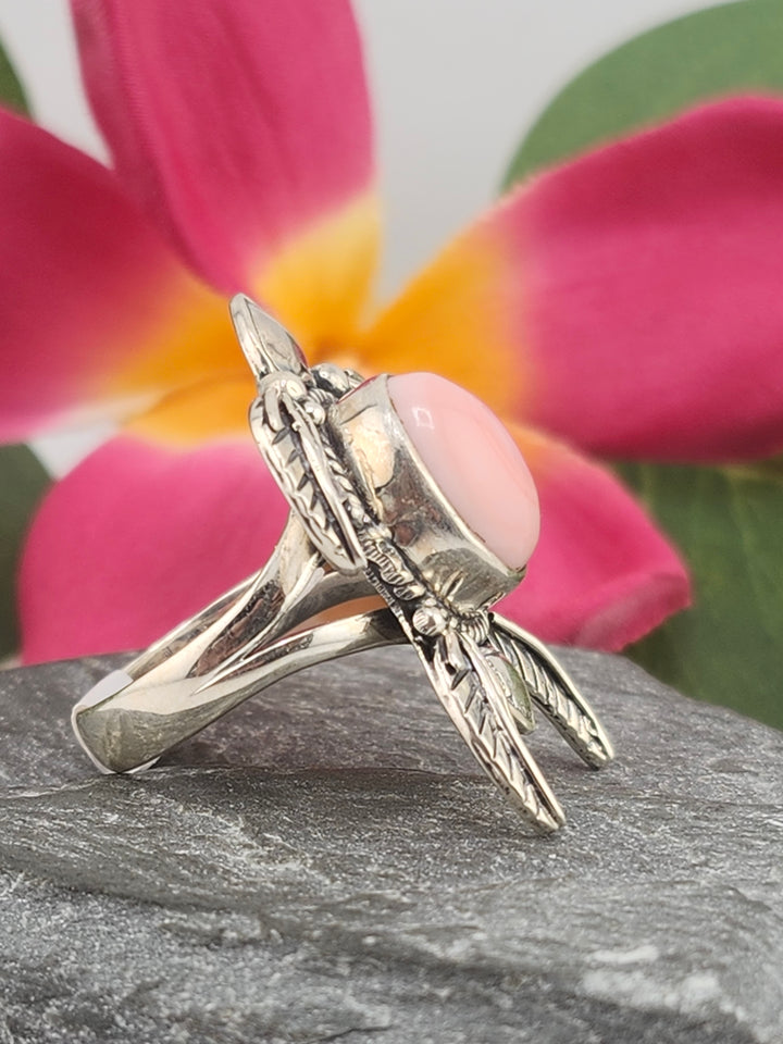 Queen Conch & 925 Sterling Silver Turtle Ring Size 10