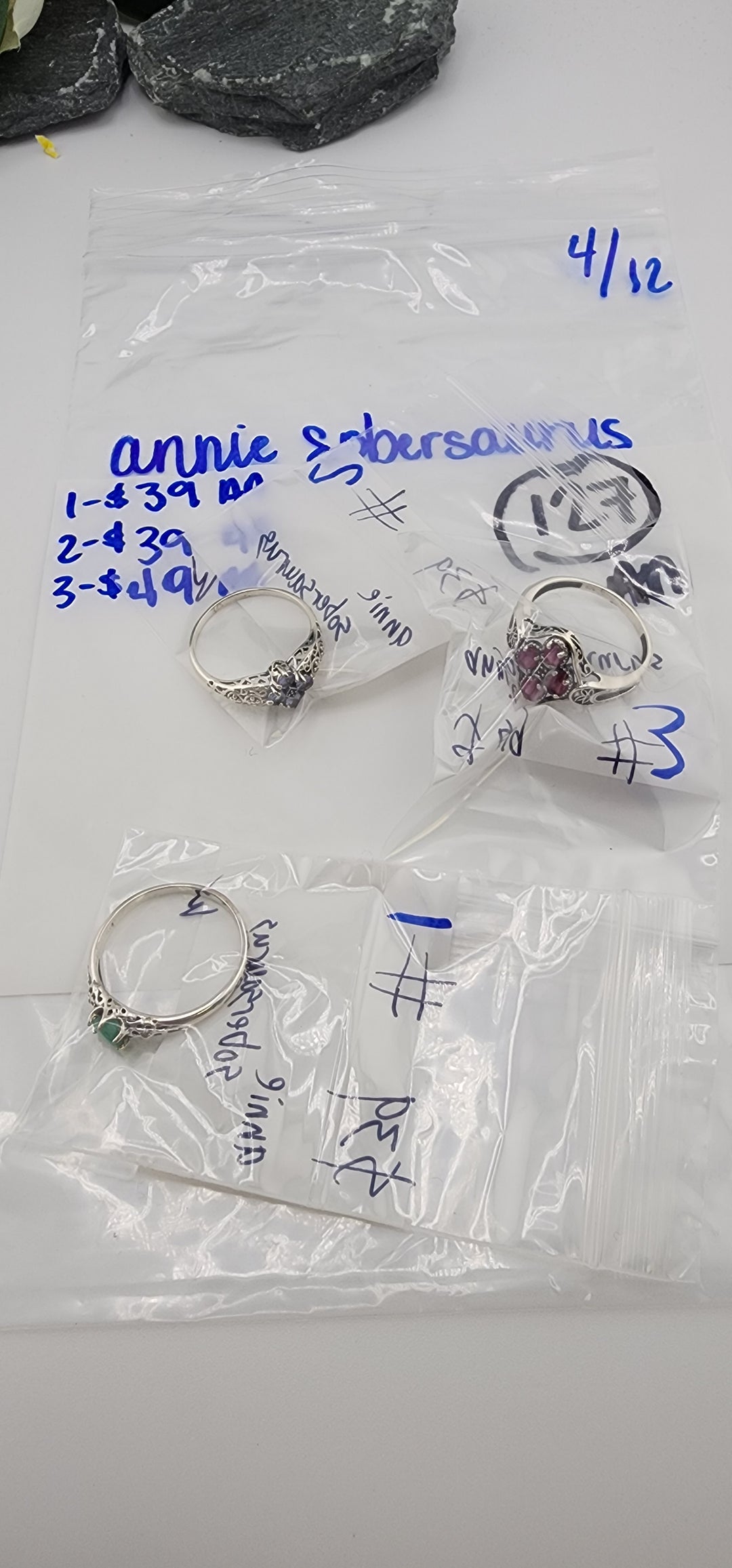 RESERVED FOR: annie sobersaurus- 4/12/2025 tiktok Live Show - 3 Sterling Silver Items