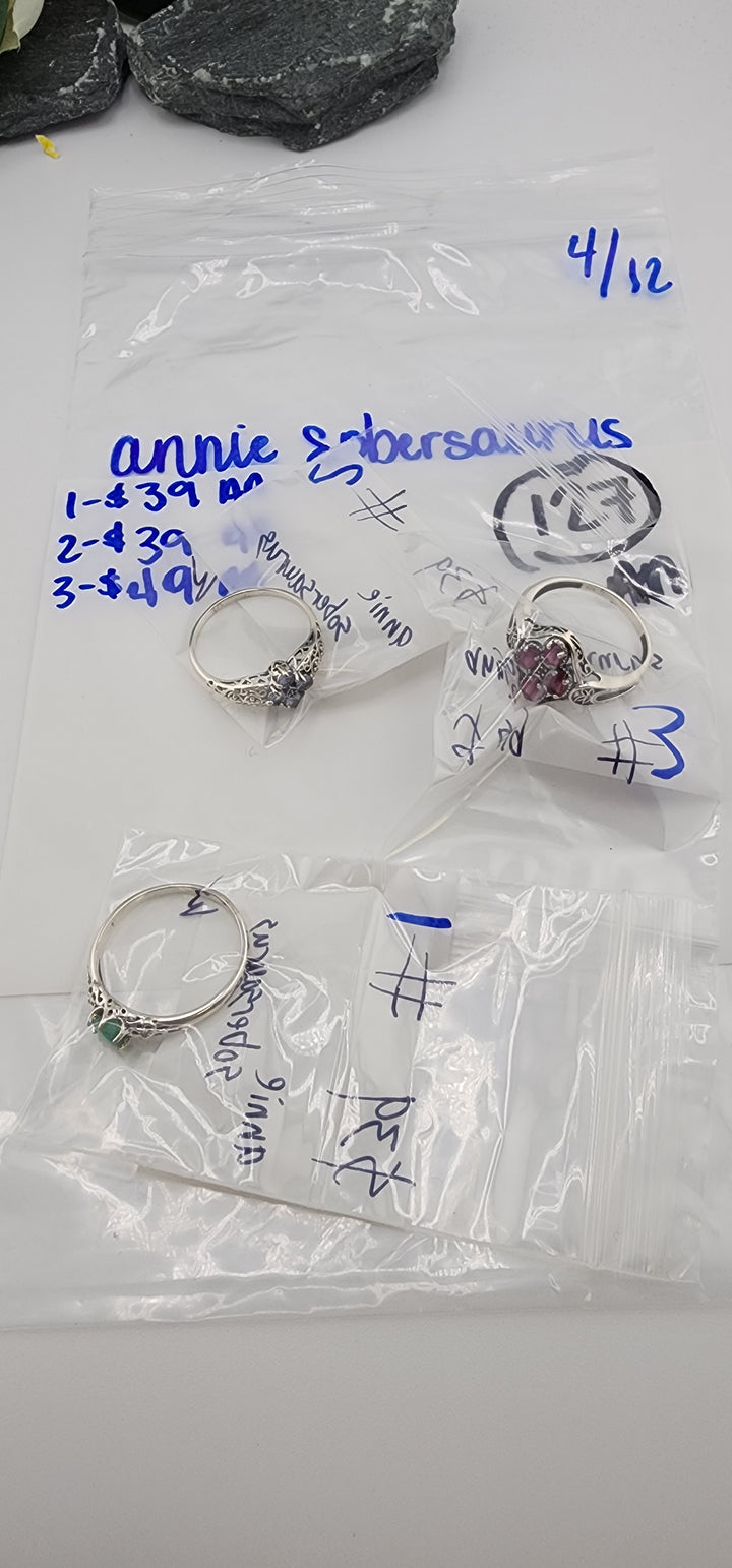 RESERVED FOR: annie sobersaurus- 4/12/2025 tiktok Live Show - 3 Sterling Silver Items