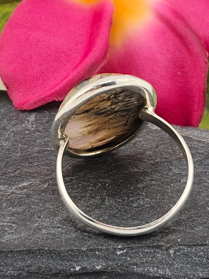 Tiger Dendritic Agate Ring & 925 Sterling Silver Size 10
