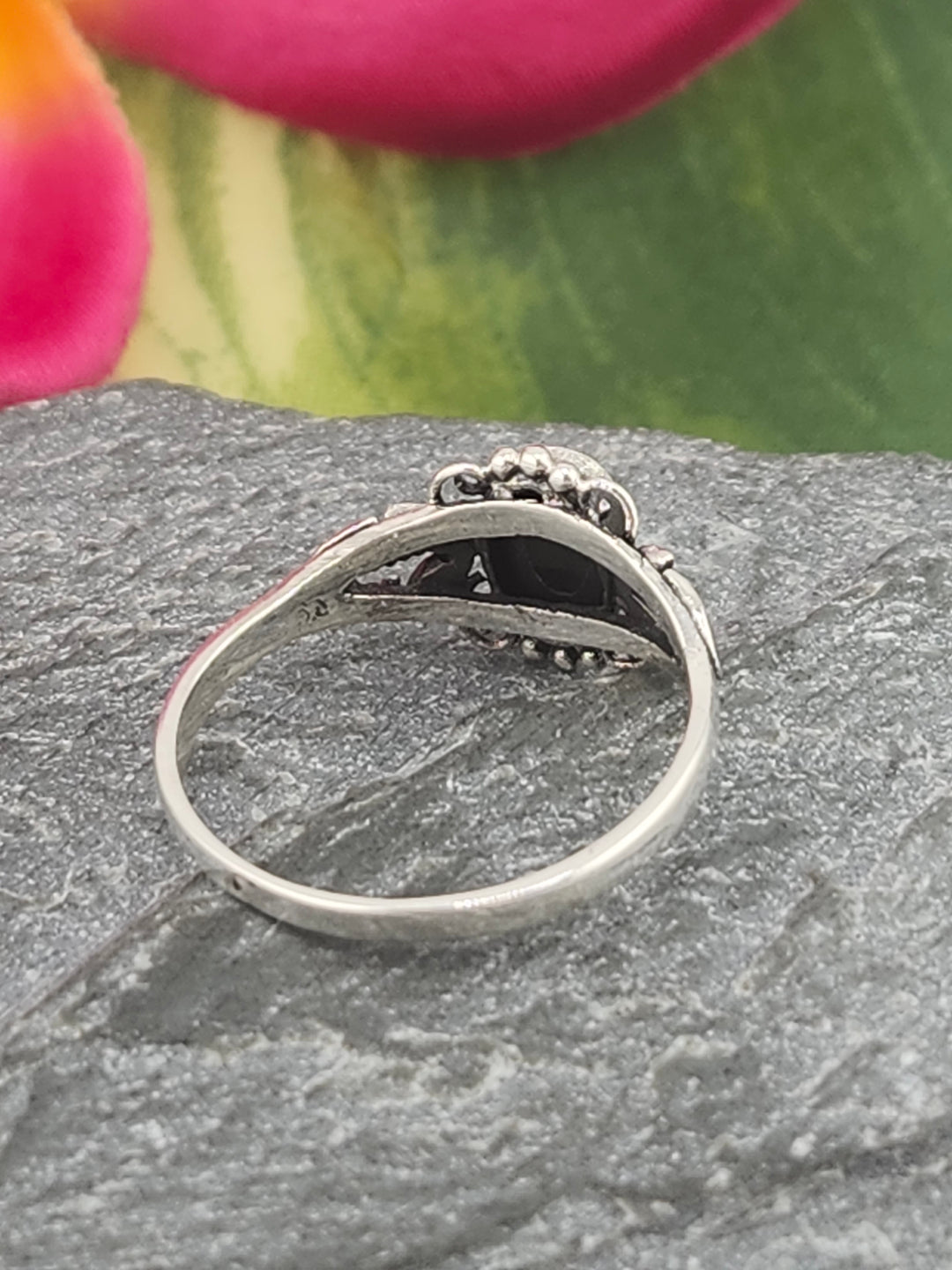 Black Onyx and 925 Sterling Silver Ring - Size 5.5