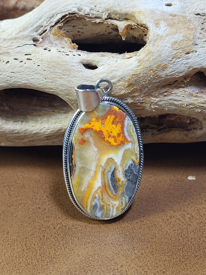 Natural Bumblebee Jasper Pendant 925 Sterling Silver