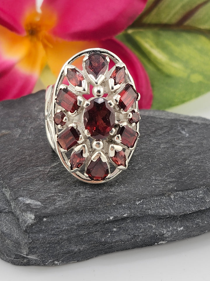 Cluster Garnet Ring Size 7