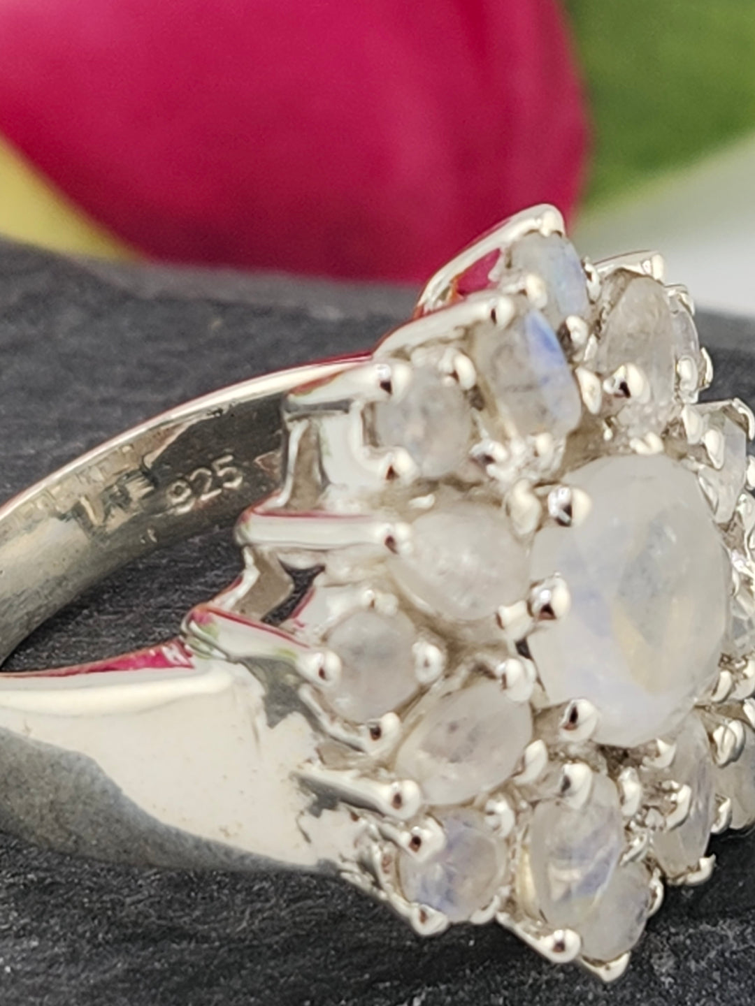 Cluster Moonstone Ring Size 6