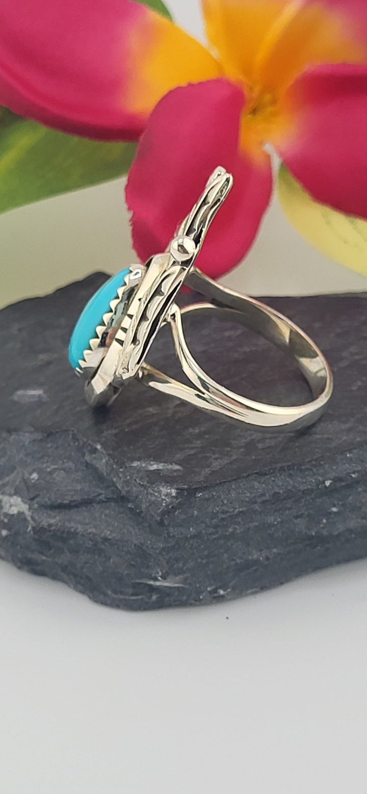 Turquoise and 925 Sterling Silver Ring Size 9