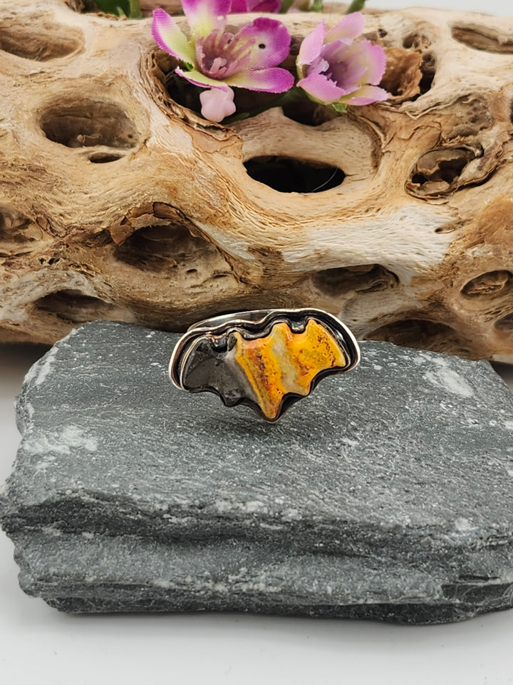 Bumblebee Jasper Bat Ring Size 8