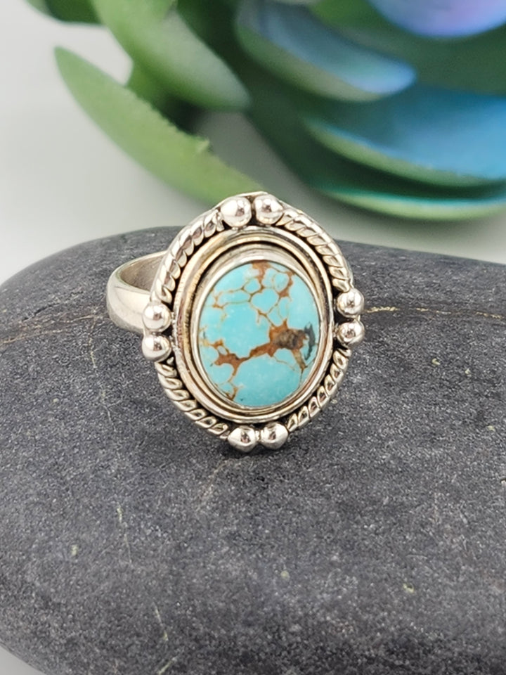 Kingman Turquoise and 925 Sterling Silver Ring - Size 6