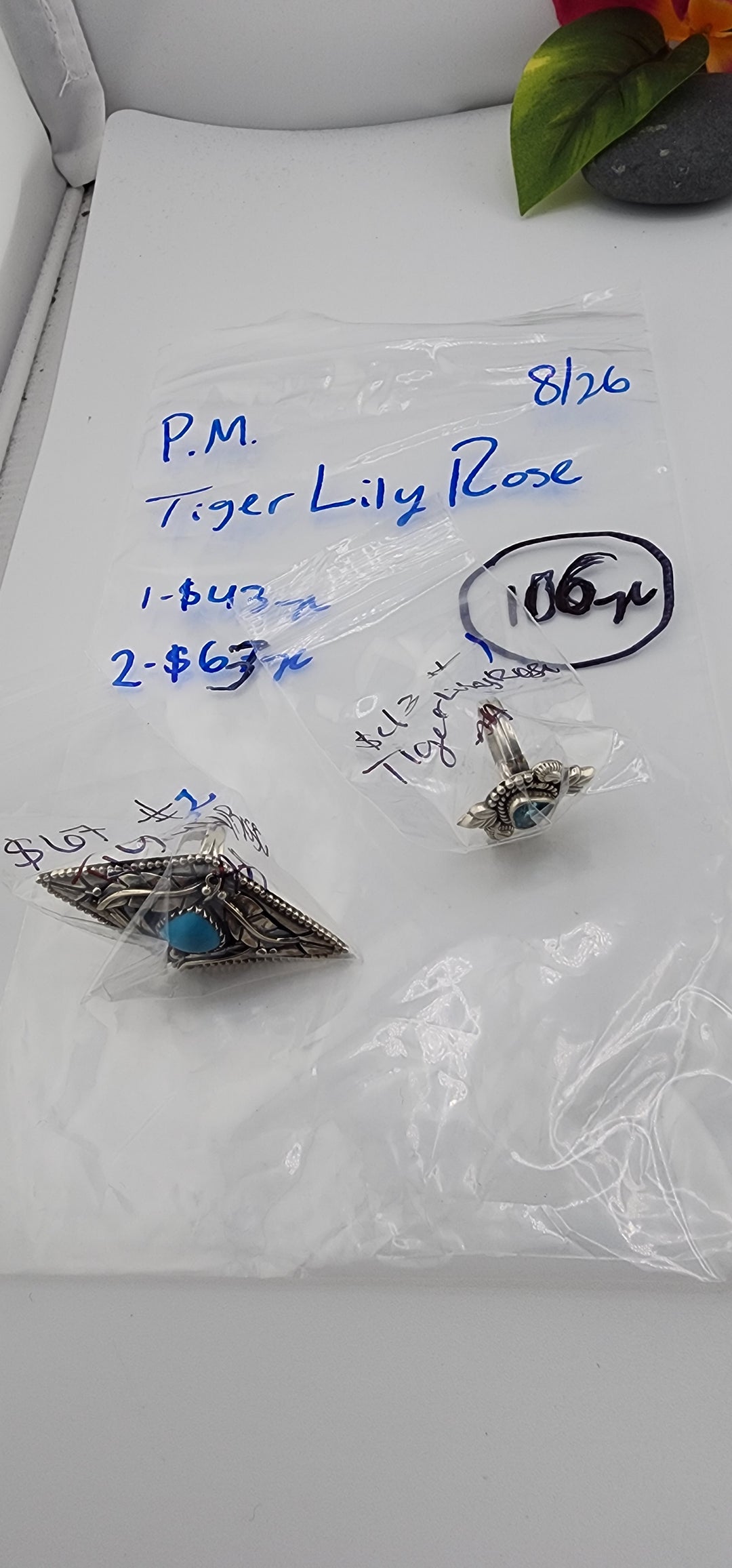 PM SHOW 48HR - RESERVED FOR: TigerLilyRose - 8/26/2025 FL tiktok Live Show - 2 Sterling Silver Items