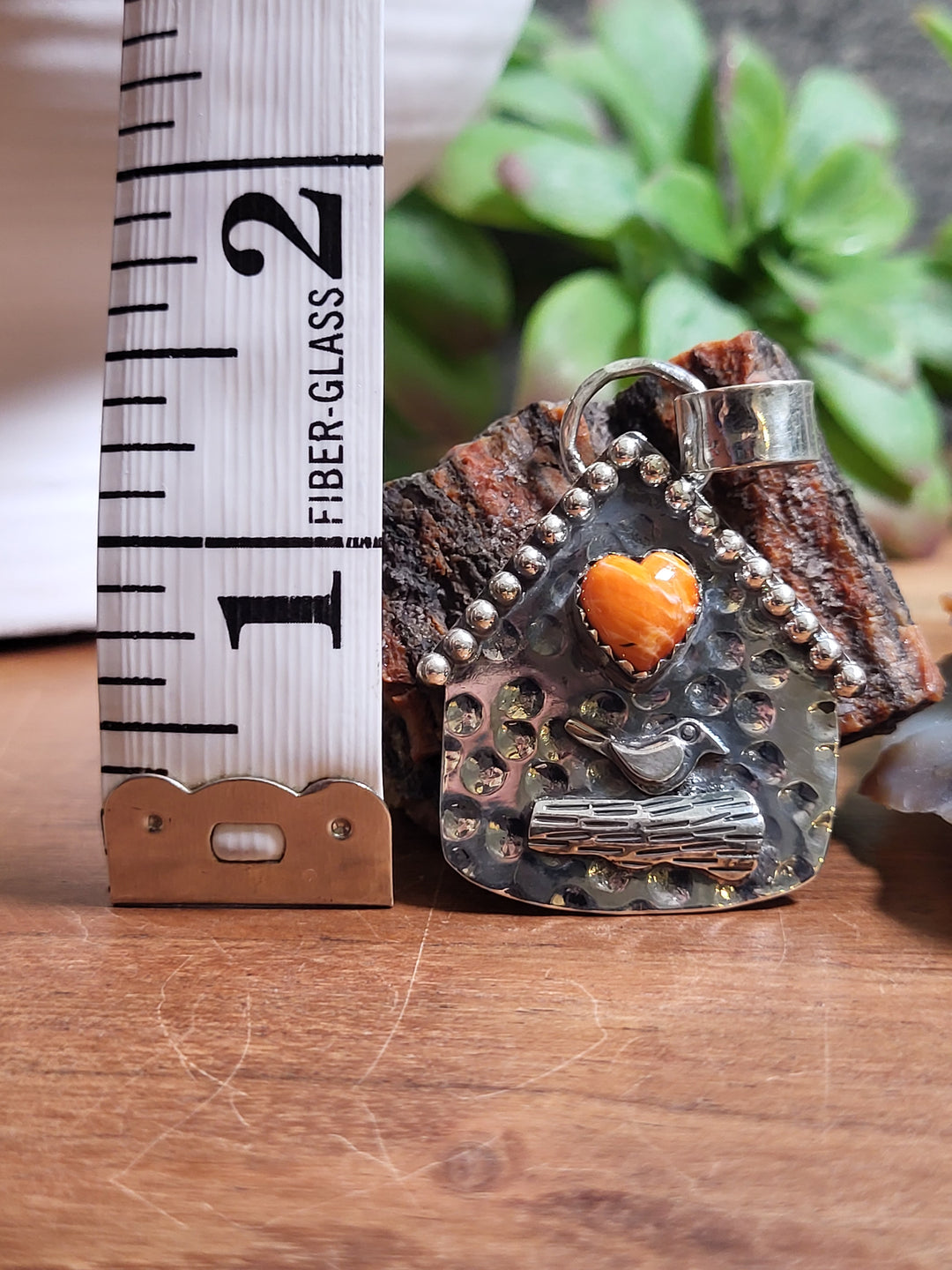 Natural Spiny Oyster Bird House Pendant 925 Sterling Silver