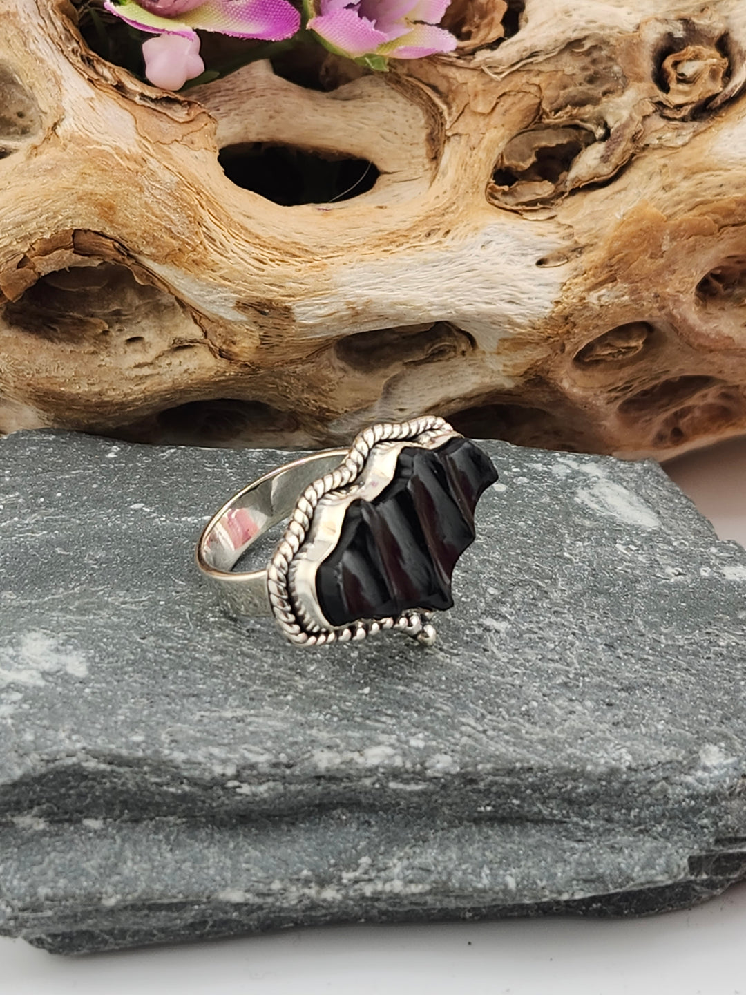 Black Onyx Bat Ring Size 5