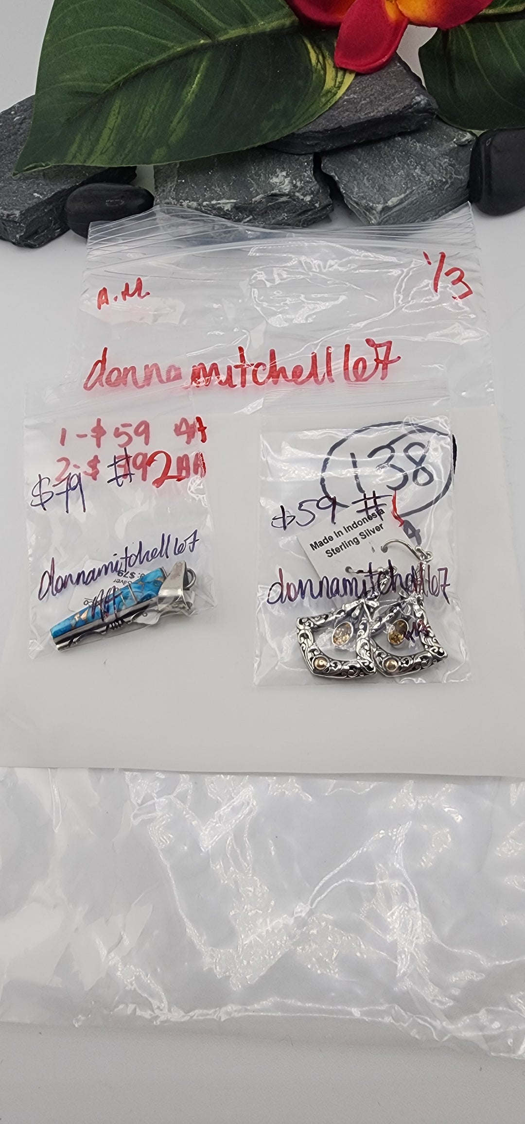 AM SHOW 48HR RESERVED FOR: donnamitchell67- 1/3/2026 FL tiktok Live Show - 2 Sterling Silver Items