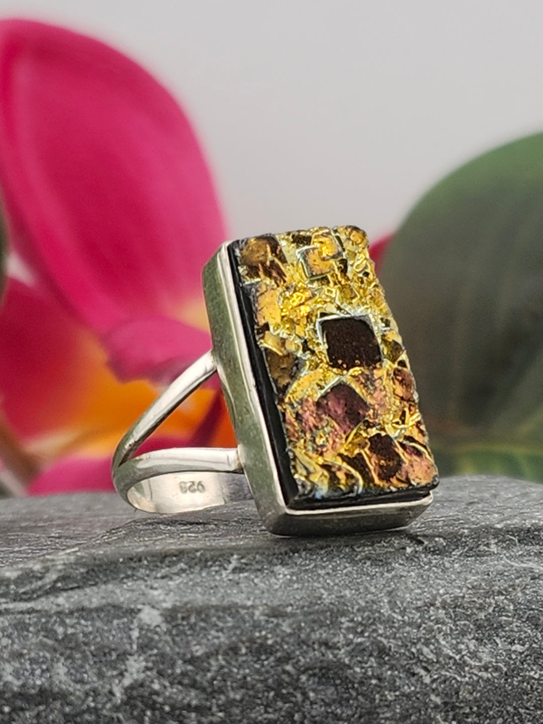 Titanium Druzy 925 Sterling Silver Ring Size 6½